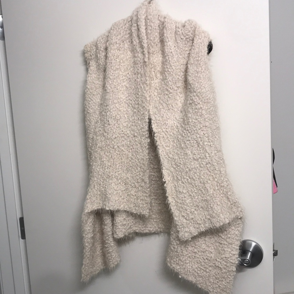Fuzzy cream shawl